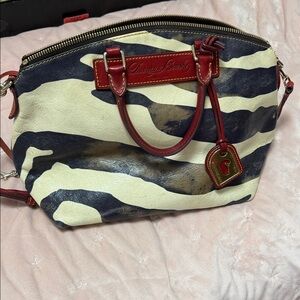 Dooney & Bourke Zebra Print Domed Satchel EUC